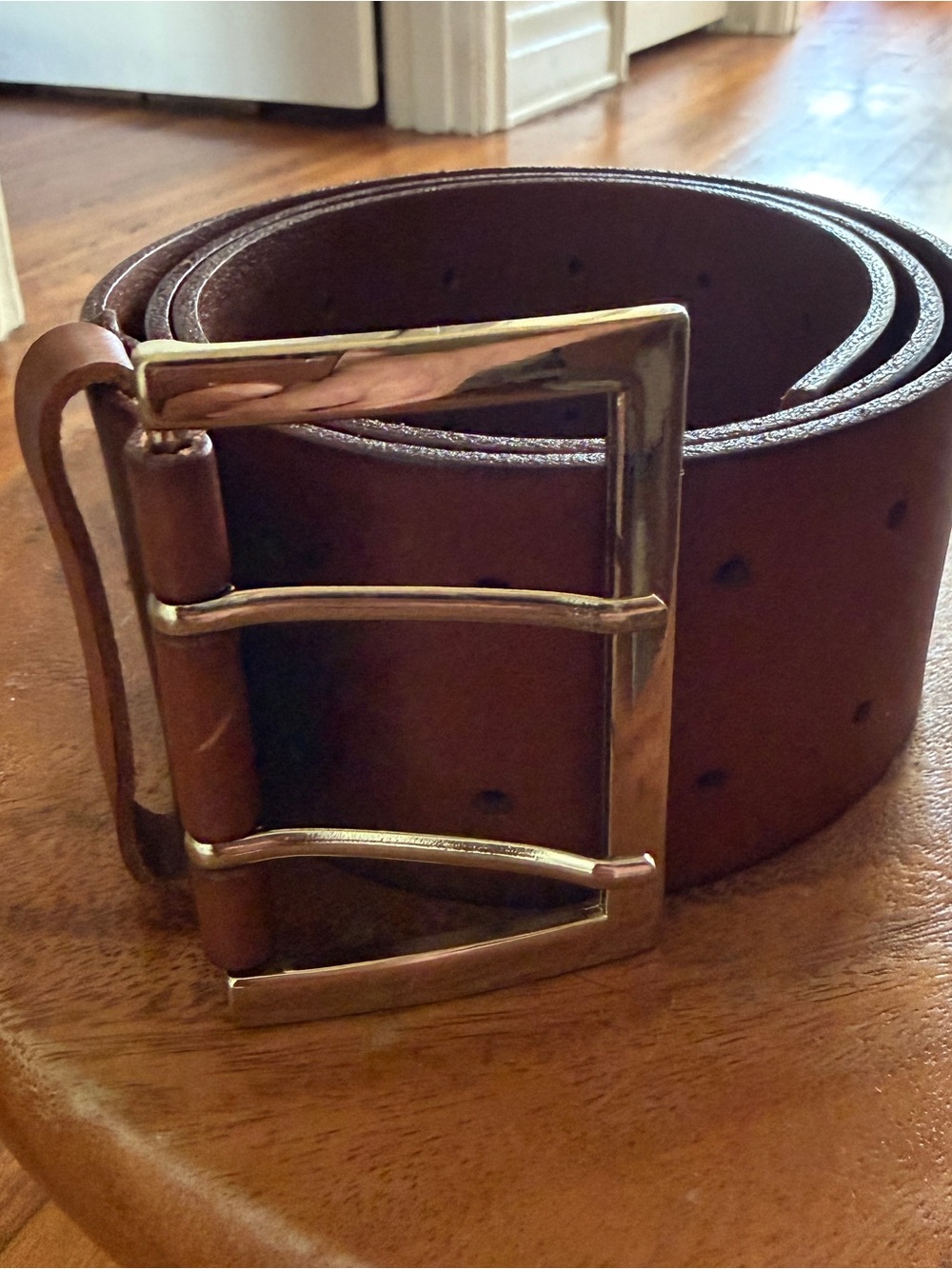 Women’s Wide Brown Leather Belt with Gold Buckle From Banana Republic